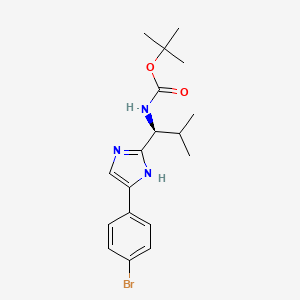 molecular formula C18H24BrN3O2 B8250192 (S)-tert-butyl 1-(5-(4-bromophenyl)-1H-imidazol-2-yl)-2-methylpropylcarbamate 