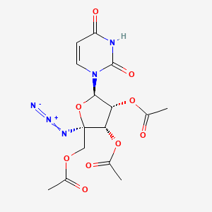 molecular formula C15H17N5O9 B8250276 [(2R,3S,4R,5R)-3,4-diacetyloxy-2-azido-5-(2,4-dioxopyrimidin-1-yl)oxolan-2-yl]methyl acetate 