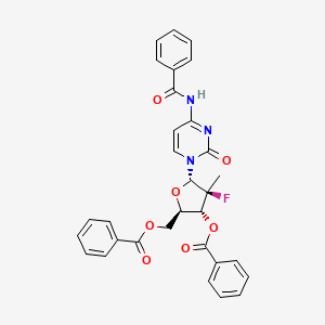 molecular formula C31H26FN3O7 B8250277 [(2R,3R,4S,5S)-5-(4-benzamido-2-oxopyrimidin-1-yl)-3-benzoyloxy-4-fluoro-4-methyloxolan-2-yl]methyl benzoate 