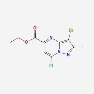 molecular formula C10H9BrClN3O2 B8250290 Ethyl 3-bromo-7-chloro-2-methyl-pyrazolo[1,5-a]pyrimidine-5-carboxylate 