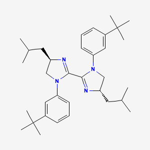 molecular formula C34H50N4 B8250382 (4R)-1-(3-tert-butylphenyl)-2-[(4S)-1-(3-tert-butylphenyl)-4-(2-methylpropyl)-4,5-dihydroimidazol-2-yl]-4-(2-methylpropyl)-4,5-dihydroimidazole 
