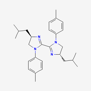 molecular formula C28H38N4 B8250388 (4R)-1-(4-methylphenyl)-2-[(4S)-1-(4-methylphenyl)-4-(2-methylpropyl)-4,5-dihydroimidazol-2-yl]-4-(2-methylpropyl)-4,5-dihydroimidazole 