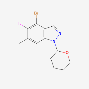 molecular formula C13H14BrIN2O B8250403 4-Bromo-5-iodo-6-methyl-1-(oxan-2-yl)indazole 