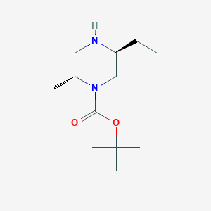 molecular formula C12H24N2O2 B8250405 tert-butyl (2R,5S)-5-ethyl-2-methylpiperazine-1-carboxylate 
