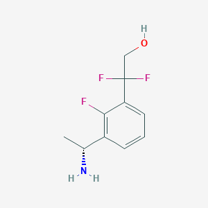 molecular formula C10H12F3NO B8250458 (R)-2-(3-(1-Aminoethyl)-2-fluorophenyl)-2,2-difluoroethanol 