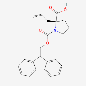 molecular formula C23H23NO4 B8250468 (R)-1-(((9H-Fluoren-9-YL)methoxy)carbonyl)-2-allylpyrrolidine-2-carboxylic acid 