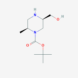 molecular formula C11H22N2O3 B8250552 tert-butyl (2S,5R)-5-(hydroxymethyl)-2-methylpiperazine-1-carboxylate 