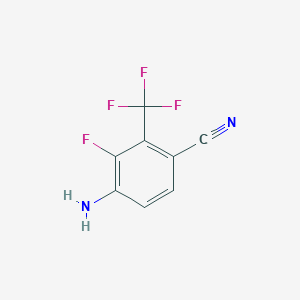molecular formula C8H4F4N2 B8250569 4-Amino-3-fluoro-2-(trifluoromethyl)benzonitrile 
