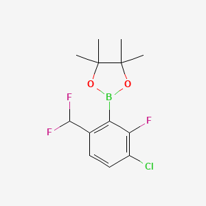 molecular formula C13H15BClF3O2 B8250581 2-(3-Chloro-6-(difluoromethyl)-2-fluorophenyl)-4,4,5,5-tetramethyl-1,3,2-dioxaborolane 