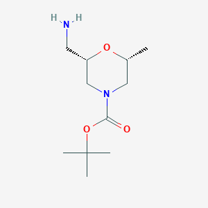 molecular formula C11H22N2O3 B8250585 tert-Butyl (2S,6R)-2-(aminomethyl)-6-methylmorpholine-4-carboxylate 