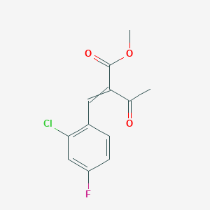 molecular formula C12H10ClFO3 B8250617 Methyl 2-acetyl-3-(2-chloro-4-fluorophenyl)acrylate CAS No. 298709-35-0