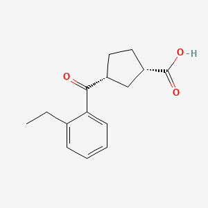 molecular formula C15H18O3 B8250726 (1S,3R)-3-(2-ethylbenzoyl)cyclopentane-1-carboxylic acid 