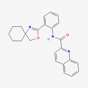 molecular formula C24H23N3O2 B8250797 N-[2-(3-oxa-1-azaspiro[4.5]dec-1-en-2-yl)phenyl]quinoline-2-carboxamide 