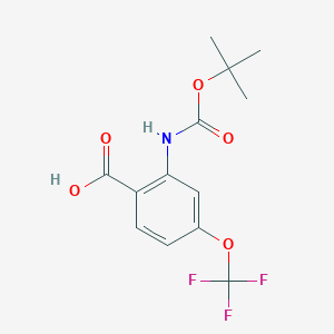 molecular formula C13H14F3NO5 B8250805 2-((Tert-butoxycarbonyl)amino)-4-(trifluoromethoxy)benzoic acid 