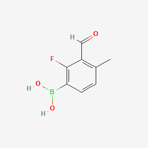molecular formula C8H8BFO3 B8251190 2-Fluoro-3-formyl-4-methylphenylboronic acid 