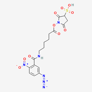 molecular formula C17H18N6O10S B8251271 1-[6-[(5-Azido-2-nitrobenzoyl)amino]hexanoyloxy]-2,5-dioxopyrrolidine-3-sulfonic acid 