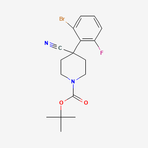 molecular formula C17H20BrFN2O2 B8251407 Tert-butyl 4-(2-bromo-6-fluorophenyl)-4-cyanopiperidine-1-carboxylate 