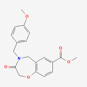 molecular formula C19H19NO5 B8251475 methyl 4-[(4-methoxyphenyl)methyl]-3-oxo-5H-1,4-benzoxazepine-7-carboxylate 