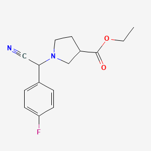 molecular formula C15H17FN2O2 B8251512 Ethyl 1-[cyano-(4-fluorophenyl)methyl]pyrrolidine-3-carboxylate 