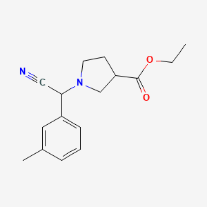 molecular formula C16H20N2O2 B8251518 Ethyl 1-[cyano-(3-methylphenyl)methyl]pyrrolidine-3-carboxylate 