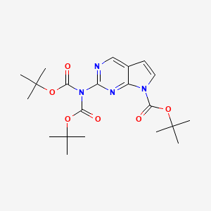 molecular formula C21H30N4O6 B8251539 Tert-butyl 2-[bis[(2-methylpropan-2-yl)oxycarbonyl]amino]pyrrolo[2,3-d]pyrimidine-7-carboxylate 