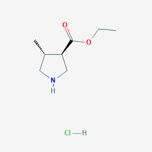molecular formula C8H16ClNO2 B8251643 Rel-ethyl (3R,4R)-4-methylpyrrolidine-3-carboxylate hydrochloride 