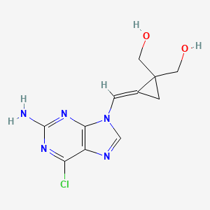 molecular formula C11H12ClN5O2 B8251710 (E)-2-Amino-6-chloro-9-{[2,2-bis(hydroxymethyl)cyclopropylidene]methyl}purine 