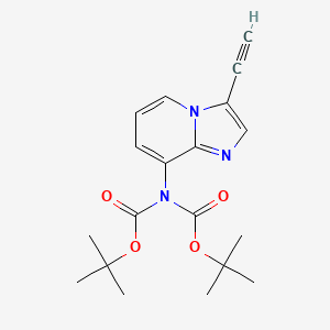 molecular formula C19H23N3O4 B8251725 tert-butyl N-(3-ethynylimidazo[1,2-a]pyridin-8-yl)-N-[(2-methylpropan-2-yl)oxycarbonyl]carbamate 