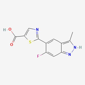 molecular formula C12H8FN3O2S B8251735 2-(6-fluoro-3-methyl-2H-indazol-5-yl)-1,3-thiazole-5-carboxylic acid 