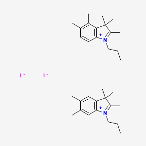 molecular formula C32H48I2N2 B8251744 2,3,3,4,5-Pentamethyl-1-propylindol-1-ium;2,3,3,5,6-pentamethyl-1-propylindol-1-ium;diiodide 