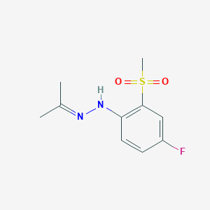 molecular formula C10H13FN2O2S B8251793 2-Propanone, 2-[4-fluoro-2-(methylsulfonyl)phenyl]hydrazone CAS No. 1174743-98-6