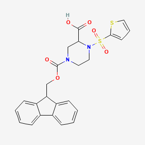 molecular formula C24H22N2O6S2 B8251826 4-(9H-fluoren-9-ylmethoxycarbonyl)-1-thiophen-2-ylsulfonylpiperazine-2-carboxylic acid 