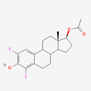 molecular formula C20H24I2O3 B8251868 [(13S,17S)-3-hydroxy-2,4-diiodo-13-methyl-6,7,8,9,11,12,14,15,16,17-decahydrocyclopenta[a]phenanthren-17-yl] acetate 