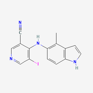 molecular formula C15H11IN4 B8251935 5-iodo-4-[(4-methyl-1H-indol-5-yl)amino]nicotinonitrile 