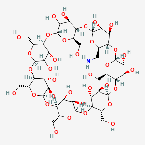 molecular formula C42H71NO34 B8251949 (1S,3R,5R,6S,8R,10R,11S,13R,15R,16S,18R,20R,21S,23R,25R,26S,28R,30R,31S,33R,35R,36R,38R,40R,41R,42R,43R,44R,45R,46R,47R,48R,49R)-5-(aminomethyl)-10,15,20,25,30,35-hexakis(hydroxymethyl)-2,4,7,9,12,14,17,19,22,24,27,29,32,34-tetradecaoxaoctacyclo[31.2.2.23,6.28,11.213,16.218,21.223,26.228,31]nonatetracontane-36,37,38,39,40,41,42,43,44,45,46,47,48,49-tetradecol 