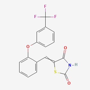 molecular formula C17H10F3NO3S B8251963 5-[[2-[3-(Trifluoromethyl)phenoxy]phenyl]methylidene]-1,3-thiazolidine-2,4-dione 