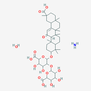 molecular formula C42H67NO17 B8252009 azane;6-[6-carboxy-2-[(11-carboxy-4,4,6a,6b,8a,11,14b-heptamethyl-14-oxo-2,3,4a,5,6,7,8,9,10,12,12a,14a-dodecahydro-1H-picen-3-yl)oxy]-4,5-dihydroxyoxan-3-yl]oxy-3,4,5-trihydroxyoxane-2-carboxylic acid;hydrate 