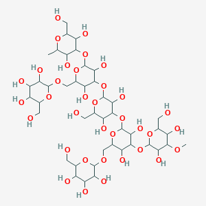 molecular formula C44H76O35 B8252024 2-[[4-[4-[4-[3,5-Dihydroxy-6-(hydroxymethyl)-4-methoxyoxan-2-yl]oxy-3,5-dihydroxy-6-[[3,4,5-trihydroxy-6-(hydroxymethyl)oxan-2-yl]oxymethyl]oxan-2-yl]oxy-3,5-dihydroxy-6-(hydroxymethyl)oxan-2-yl]oxy-6-[3,5-dihydroxy-2-(hydroxymethyl)-6-methyloxan-4-yl]oxy-3,5-dihydroxyoxan-2-yl]methoxy]-6-(hydroxymethyl)oxane-3,4,5-triol 
