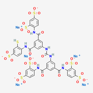 molecular formula C41H25N6Na5O26S8-2 B8252026 Pentasodium;4-[[3-[(2,4-disulfonatophenyl)carbamoyl]-5-[[3-[(2,4-disulfonatophenyl)carbamoyl]-5-[(2-sulfanyl-4-sulfonatophenyl)carbamoyl]phenyl]carbamoylamino]benzoyl]amino]benzene-1,3-disulfonate 