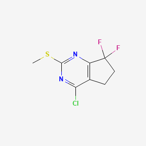 molecular formula C8H7ClF2N2S B8252108 4-Chloro-7,7-difluoro-2-methylsulfanyl-5,6-dihydrocyclopenta[d]pyrimidine 