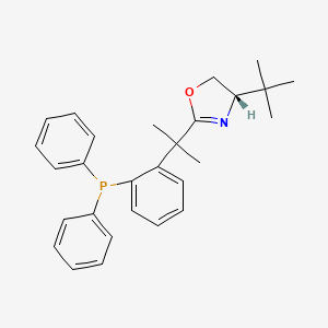 molecular formula C28H32NOP B8252145 (S)-4-(tert-Butyl)-2-(2-(2-(diphenylphosphino)phenyl)propan-2-yl)-4,5-dihydrooxazole 
