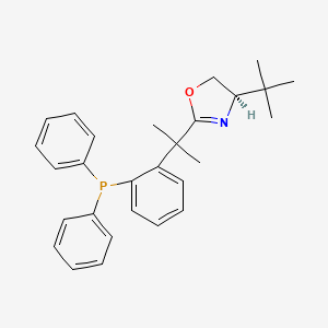 molecular formula C28H32NOP B8252150 (R)-4-(tert-Butyl)-2-(2-(2-(diphenylphosphino)phenyl)propan-2-yl)-4,5-dihydrooxazole 
