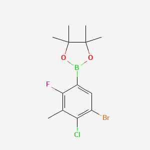 molecular formula C13H16BBrClFO2 B8252244 2-(5-Bromo-4-chloro-2-fluoro-3-methylphenyl)-4,4,5,5-tetramethyl-1,3,2-dioxaborolane 
