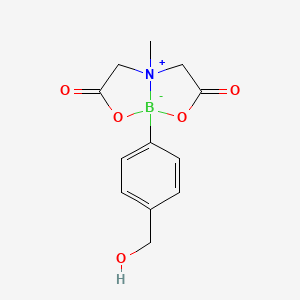 molecular formula C12H14BNO5 B8252290 8-[4-(Hydroxymethyl)phenyl]-4-methyl-2,6-dioxohexahydro-[1,3,2]oxazaborolo[2,3-b][1,3,2]oxazaborol-4-ium-8-uide 