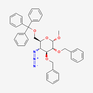 molecular formula C40H39N3O5 B8252452 (2S,3R,4S,5R,6S)-5-azido-2-methoxy-3,4-bis(phenylmethoxy)-6-(trityloxymethyl)oxane 