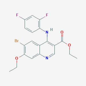 molecular formula C20H17BrF2N2O3 B8252532 Ethyl 6-bromo-4-(2,4-difluoroanilino)-7-ethoxyquinoline-3-carboxylate 