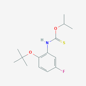 molecular formula C14H20FNO2S B8252576 2-tert-Butoxy-5-fluorophenylthiocarbamic acid isopropyl ester 