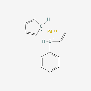molecular formula C14H14Pd B8252610 Palladium(2+) cyclopenta-2,4-dien-1-ide 1-phenylprop-2-en-1-ide (1/1/1) 