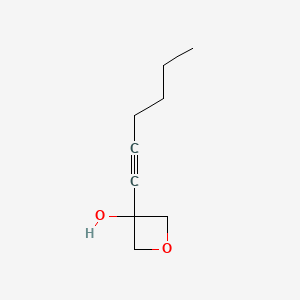 molecular formula C9H14O2 B8252620 3-Hex-1-ynyloxetan-3-ol 