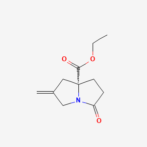 molecular formula C11H15NO3 B8252645 ethyl (8R)-6-methylidene-3-oxo-1,2,5,7-tetrahydropyrrolizine-8-carboxylate 